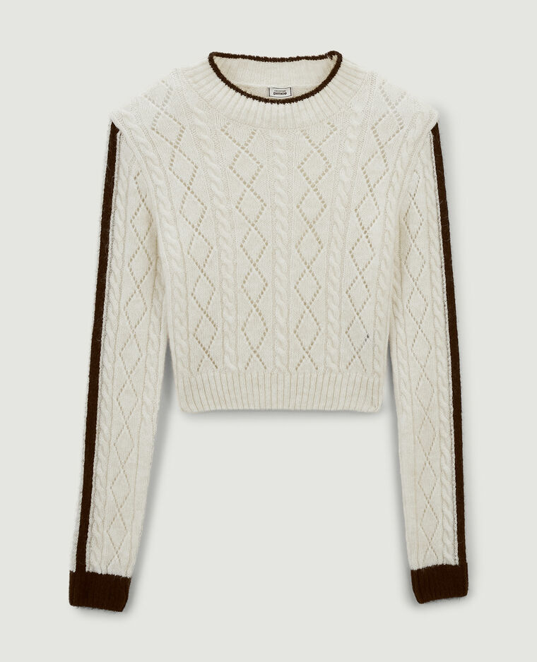 Pull maille fantaisie et ajourée blanc - Pimkie