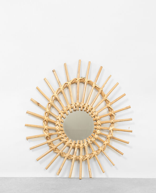 Petit miroir en rotin asymétique beige - Pimkie