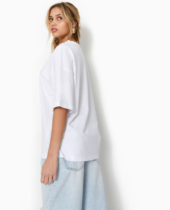 T-shirt oversize col V manches descendues blanc - Pimkie