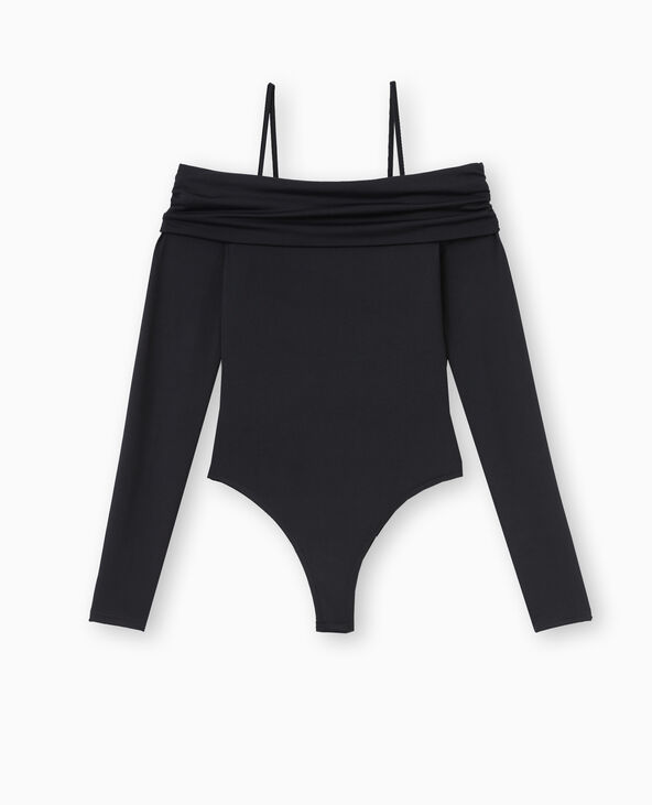 Body manches longues encolure Bardot noir - Pimkie