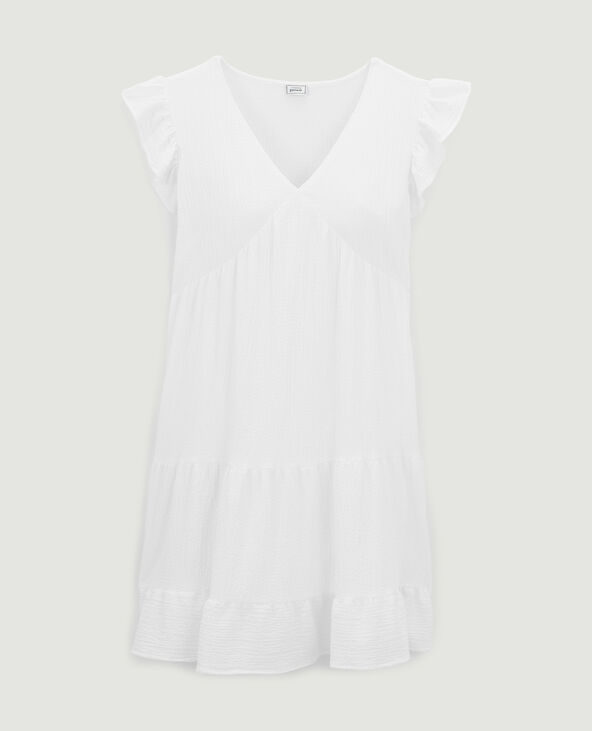 Robe courte tissu gaufré blanc - Pimkie