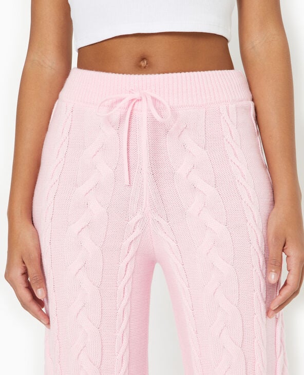 Pantalon droit en maille torsadée rose clair - Pimkie