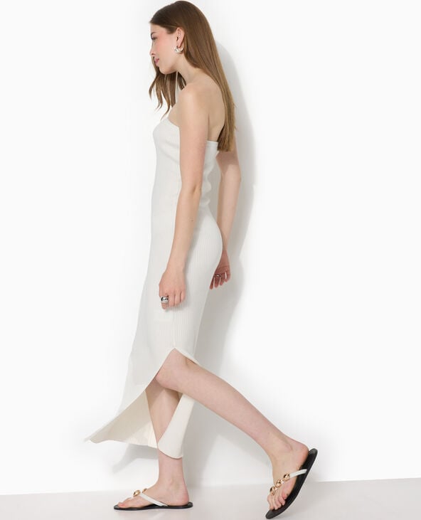Robe longue bustier en maille côtelée blanc - Pimkie