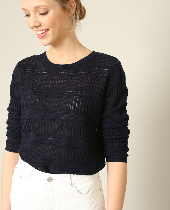 Pull ajouré bleu marine - Pimkie