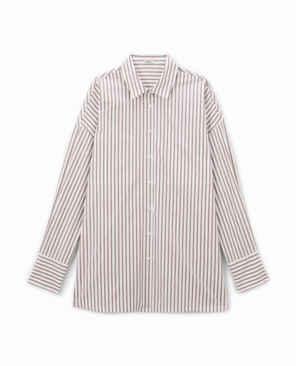 Chemise oversize rayée façon pyjama d'homme marron - Pimkie