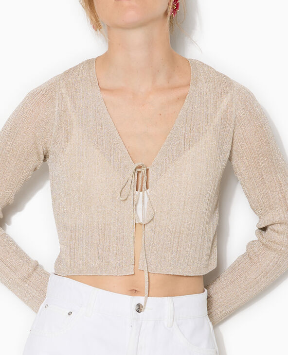 Gilet court en maille lurex avec nouette doré - Pimkie