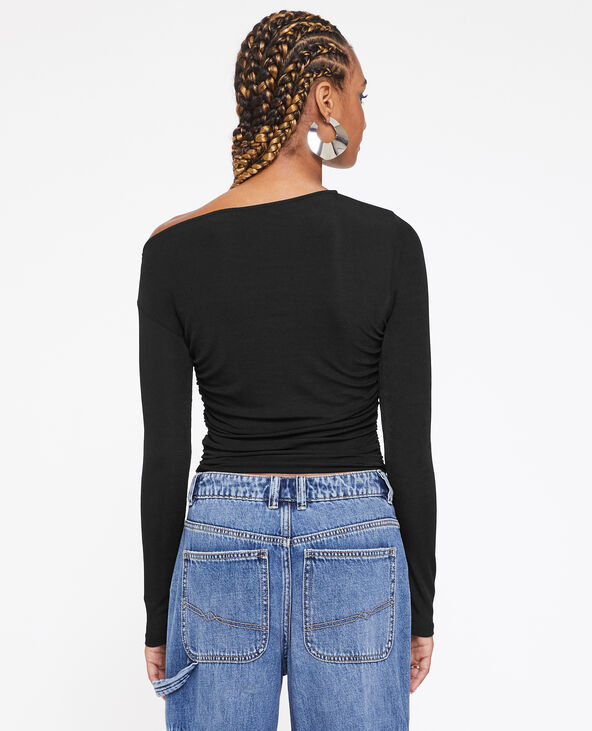 Top manches longues effet drapé noir - Pimkie