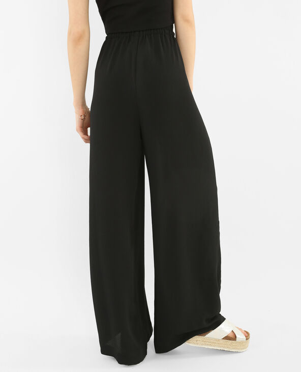 Pantalon large effet crêpe noir - Pimkie