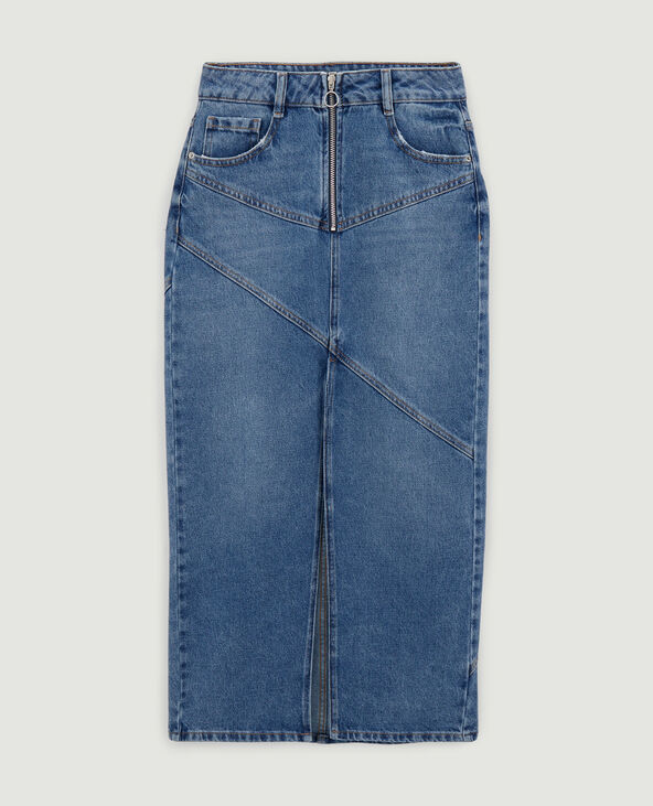 Jupe longue en jean bleu - Pimkie