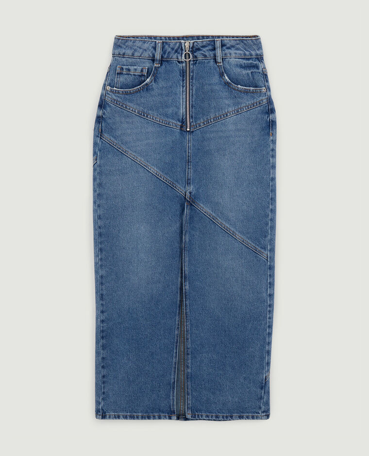 Jupe longue en jean bleu - Pimkie