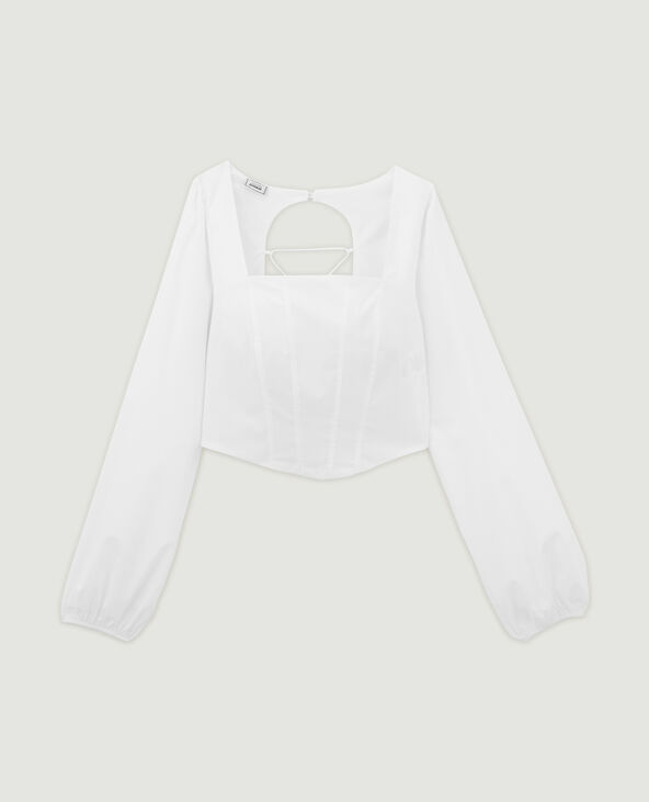 Top style corset à manches longues blanc - Pimkie