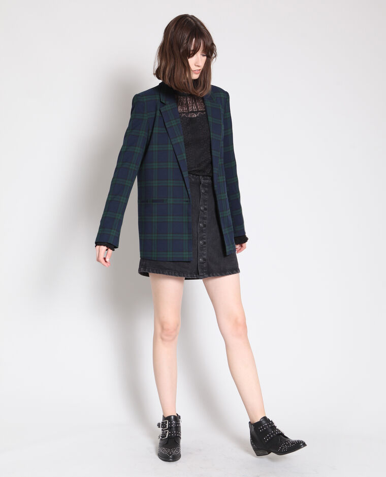 Blazer à carreaux bleu marine - Pimkie