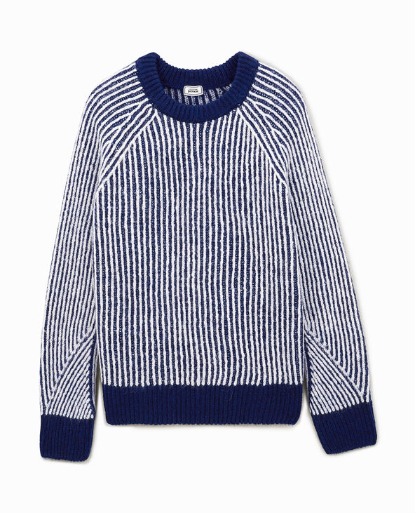 Pull en maille côtelée effet rayé bleu électrique - Pimkie