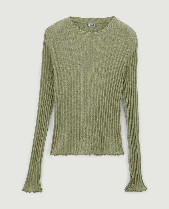 Pull léger avec fils métallisés vert de gris - Pimkie