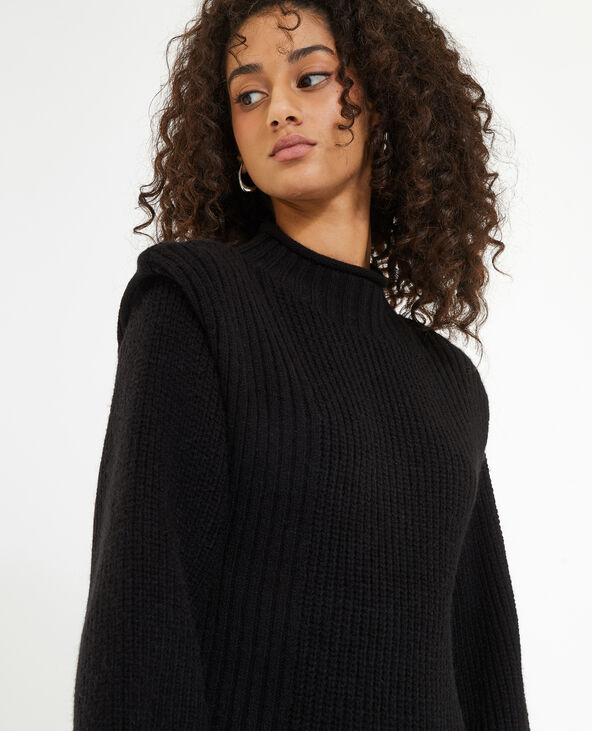 Robe pull longue avec effet épaulette noir - Pimkie