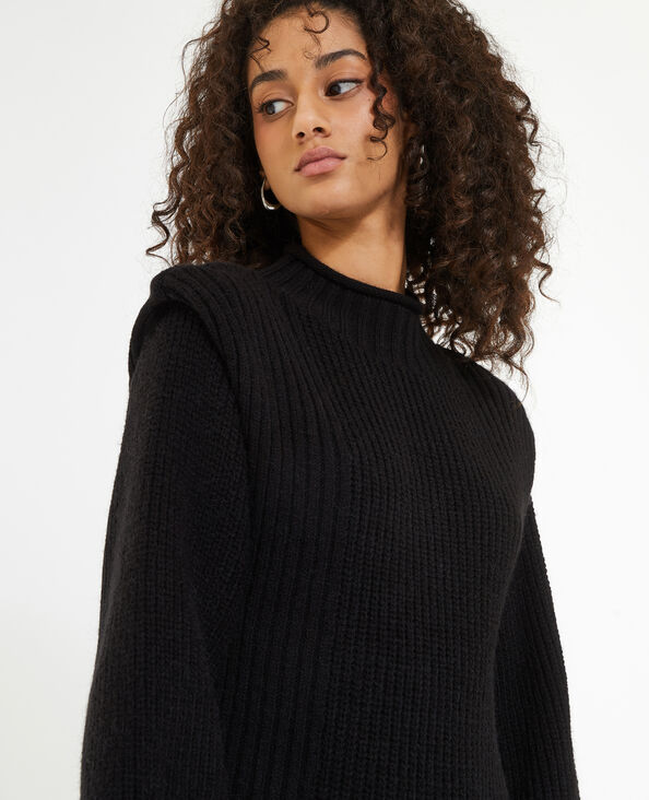 Robe pull longue avec effet épaulette noir - Pimkie