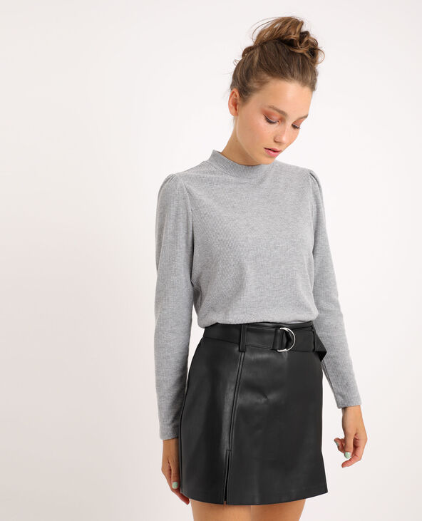 T-shirt à manches bouffantes gris chiné - Pimkie