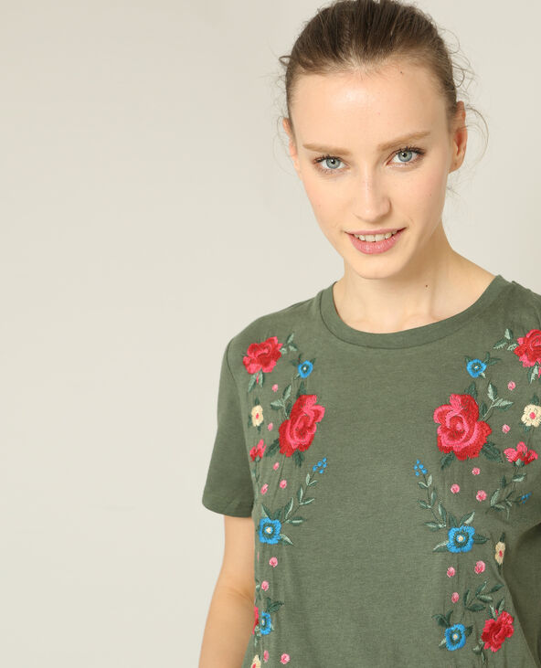 T-shirt brodé vert foncé - Pimkie