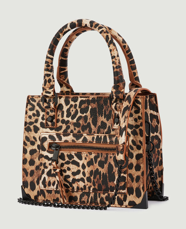 Sac boxy avec poignées motif léopard marron chiné - Pimkie