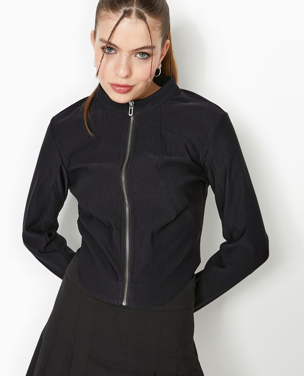 Veste zippée fittée et courte noir - Pimkie
