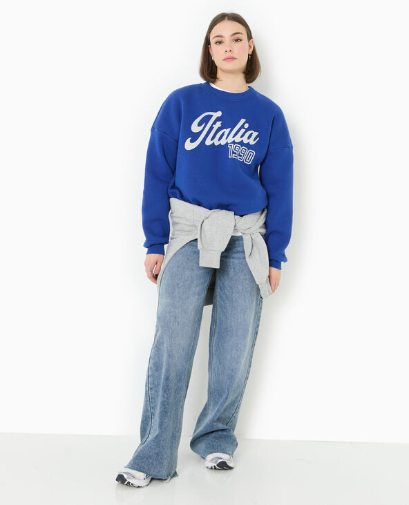 Sweat col rond avec print bleu marine - Pimkie