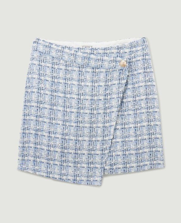 Jupe courte en tweed bleu - Pimkie