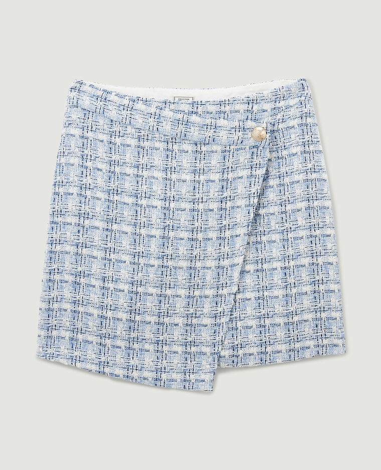 Jupe courte en tweed bleu - Pimkie