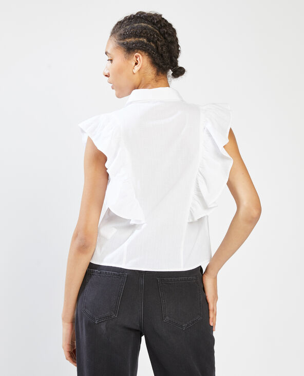 Blouse boutonnée avec volants blanc - Pimkie