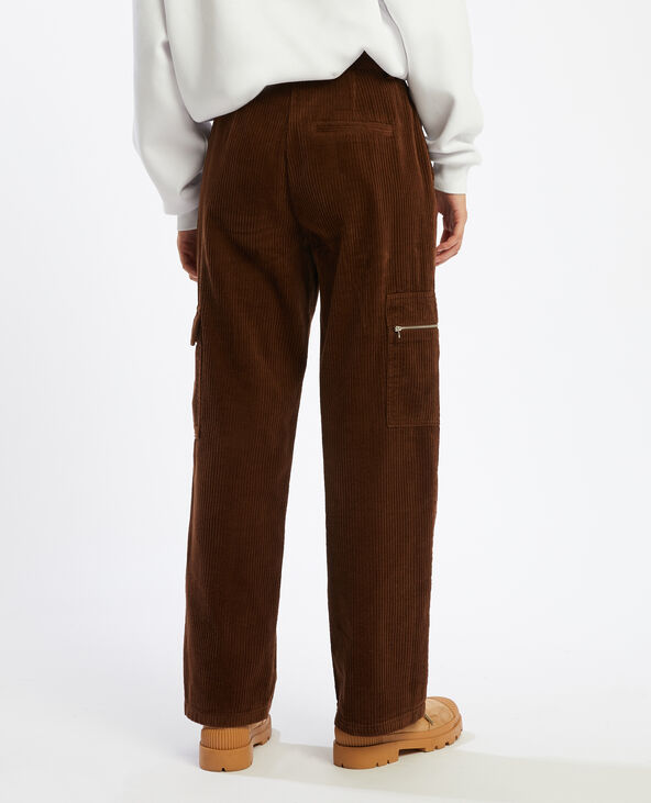 Pantalon large en velours côtelé marron - Pimkie