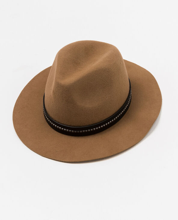 Fedora à bande cloutée beige - Pimkie