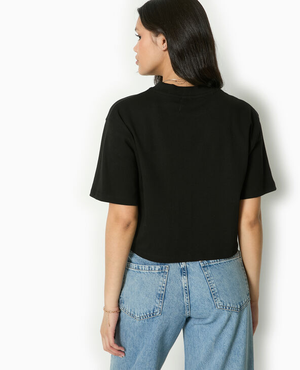 T-shirt ample et court noir - Pimkie
