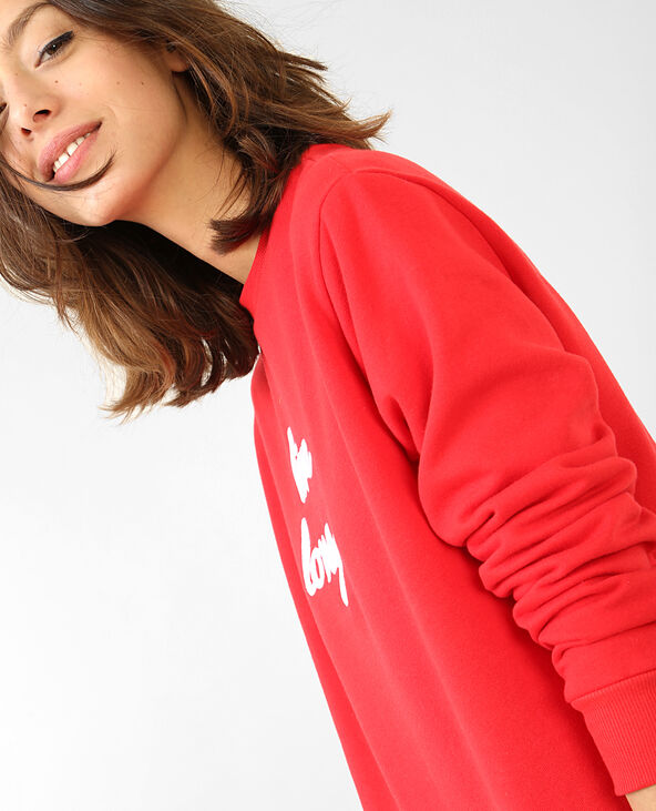 Sweat "Live long" rouge - Pimkie