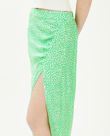 Jupe midi avec fronces et fente vert - Pimkie