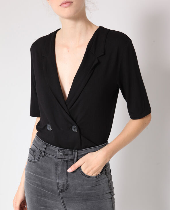 Top boutonné noir - Pimkie
