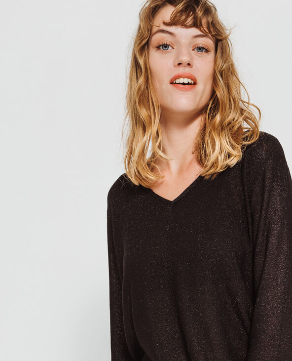 Pull fin à col V noir - Pimkie