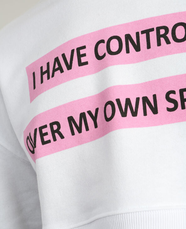Sweat cropped à message blanc - Pimkie