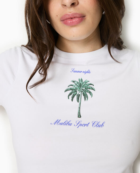T-shirt ajusté avec print blanc - Pimkie