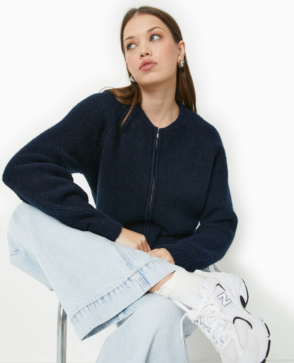 Gilet zippé en maille bleu marine - Pimkie