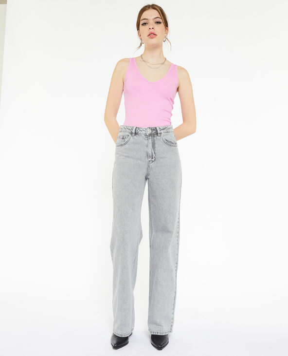 Jean wide taille haute gris clair - Pimkie
