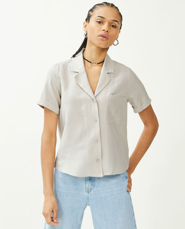 Chemise courte avec lin sable - Pimkie
