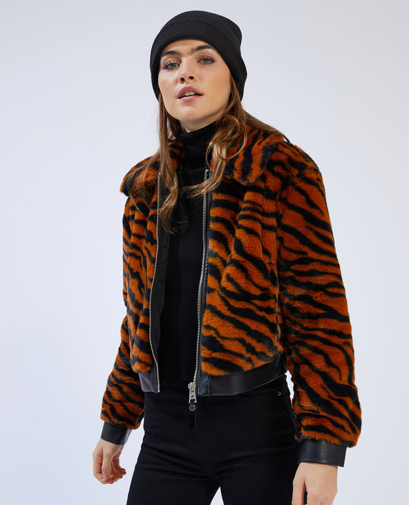 Blouson fausse fourrure et simili marron - Pimkie
