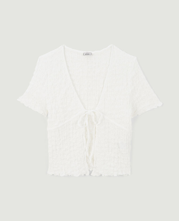 Top en maille gaufrée avec nouette blanc - Pimkie