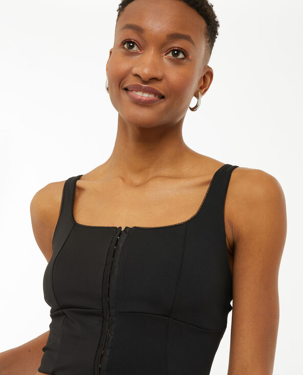 Brassière façon corset avec agrafes noir - Pimkie