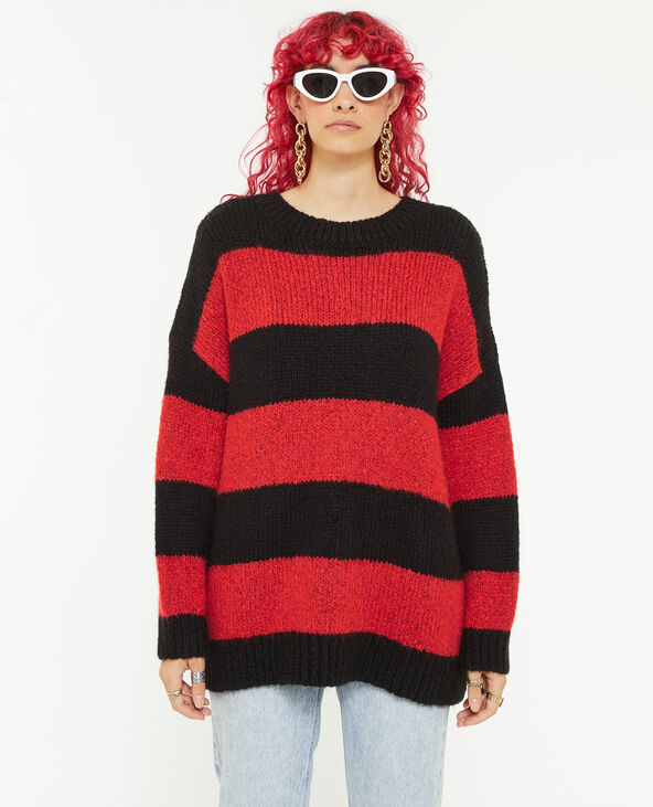 Pull oversize à rayures rouge - Pimkie