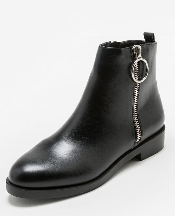 Bottines plates zippées noir - Pimkie