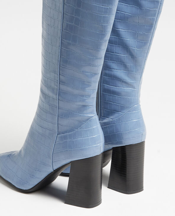 Bottes hautes croco bleu foncé - Pimkie