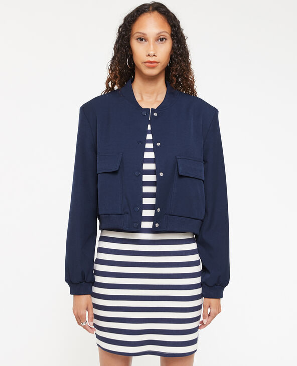 Bombers en toile avec épaulettes bleu marine - Pimkie