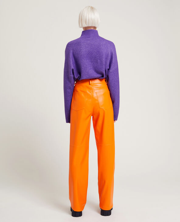 Pantalon droit en simili cuir orange - Pimkie