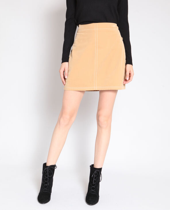 Jupe boutonnée beige - Pimkie
