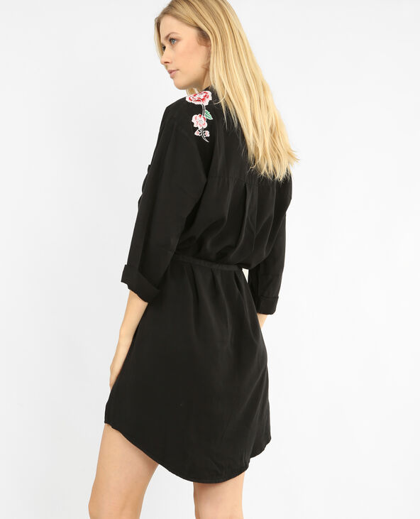 Robe chemise brodée noir - Pimkie